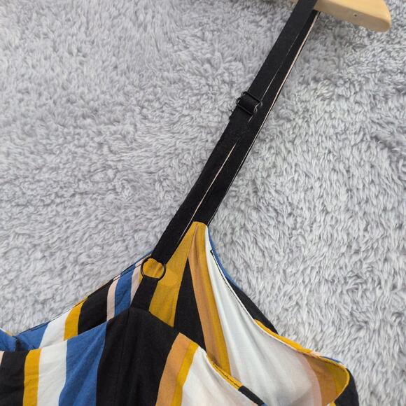 Urban Outfitters Yellow Blue White Striped Sleeveless Cropped Jumpsuit Size Lg - Picture 11 of 11